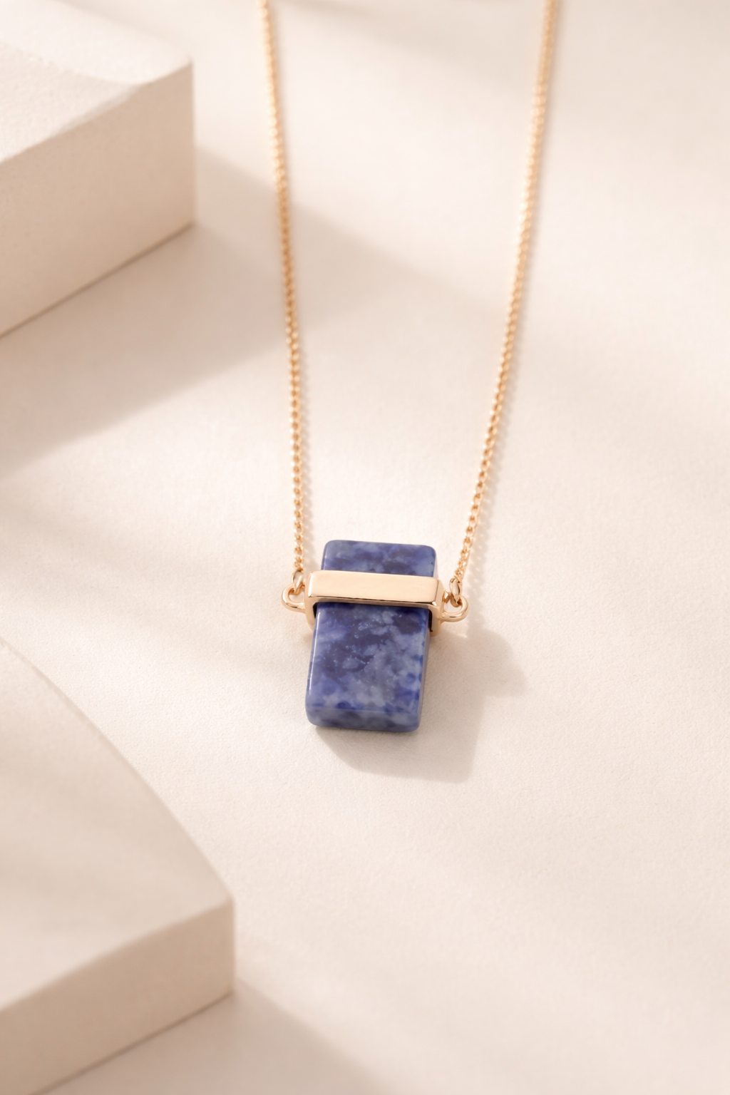 Recomango | Serene Axis — Natural Rose Quartz Inlaid Necklace