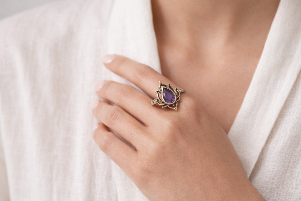 Recomango Lotus Amethyst Renewal Ring