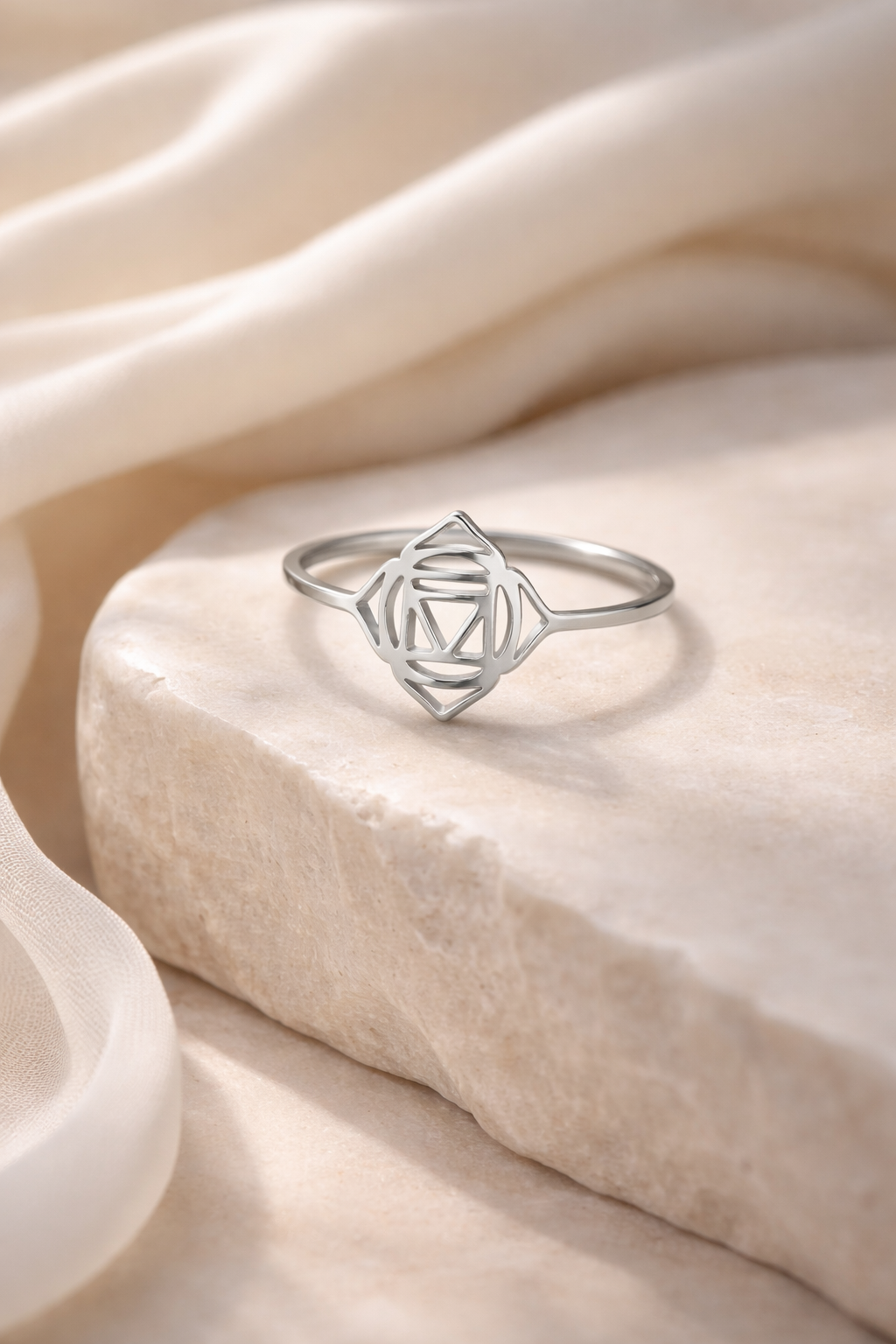 RecoMango | Datura Aura — Chakra Symbol Titanium Steel Ring